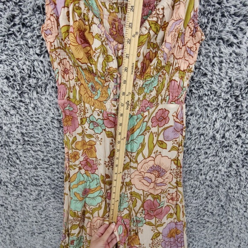 Free People Womens Romantic Retro 70s Rolling Hills Jumpsuit M Wide Leg Smocked - Picture 13 of 17